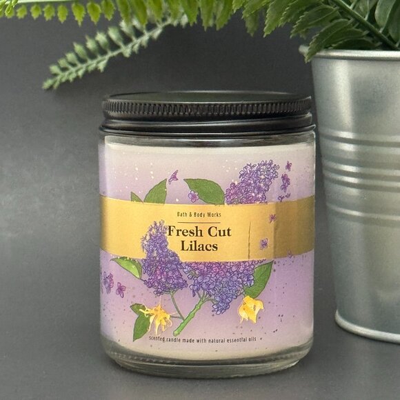 BBW Fresh Cut Lilacs Bath & Body Works Mason Jar Single Wick Candle - Picture 1 of 10